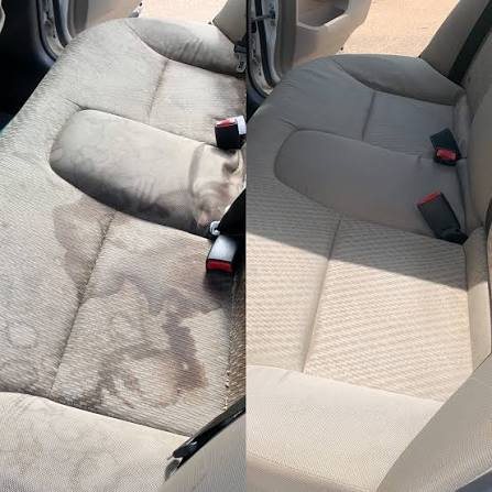 Cloth car seat extraction before and after stain removal